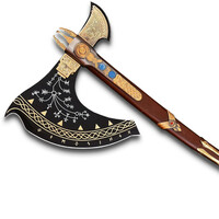 Haur’s Lucky Knob Leviathan Axe of Kratos – God of War Replica 37.5" Handcrafted Carbon Steel Battle Axe with Rosewood Handle - Thumbnail 2