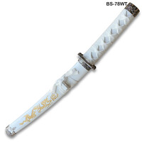 Edge Tanto 21" Sword – High Carbon Steel Blade with Gold Dragon Engraved White Scabbard & Kanji Etching | Samurai Collectible Tanto - Thumbnail 3