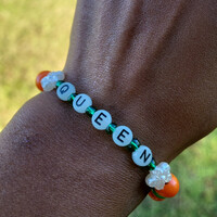 FAMU QUEEN 👑🧡💚 GLOW IN THE DARK ALPHABET BRACELET🐍🐍🧡💚 READY-MADE🎨⏳️ By Nubian Collection Artwear 👑 - Thumbnail 5
