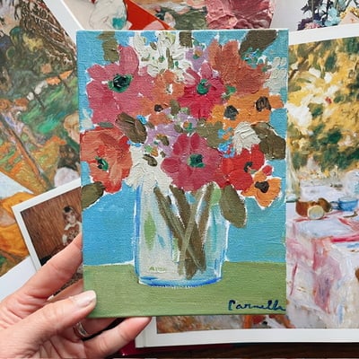 “joy in bloom” 5x7 inch still life, original painting no.04