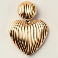 Rippled Heart Statement Earrings - FINAL SALE - Thumbnail 2