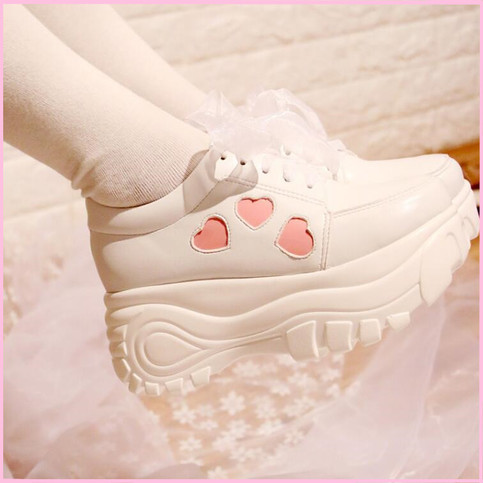 platform heart shoes