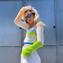 Y2K CROCHET TOP ( NEON GREEN + BLUE ) -2