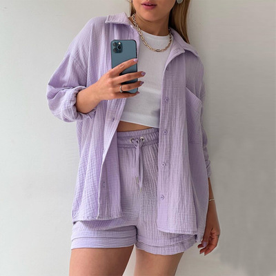 Fashion casual women's long sleeves high waisted two piece set