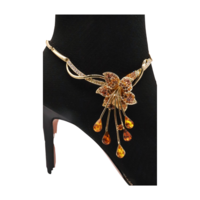 Women Gold Metal Boot Chain Lily Flower Shoe Charm Bling Western Fashion Jewelry  - Thumbnail 8