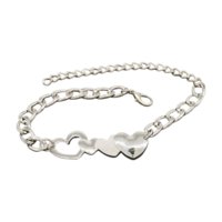 Women Silver Metal Boot Chain Love Heart Shoe Charm Western Fashion Jewelry  - Thumbnail 1