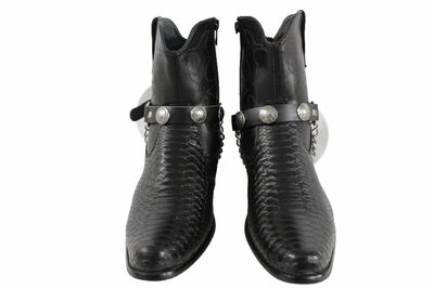 Biker Men Boot Silver Chains Faux Leather Straps Bracelet Native American Charms