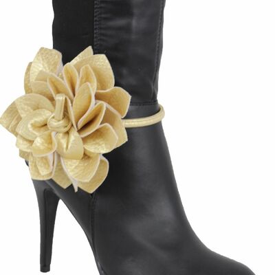 Bridal women boot bracelet gold shoe flower rose charm tie wrap fabric wedding