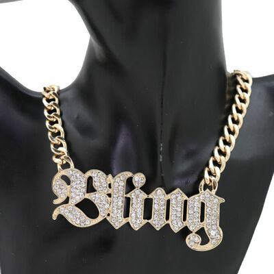 Women gangster fashion jewelry hot necklace gold metal chain bling pendant