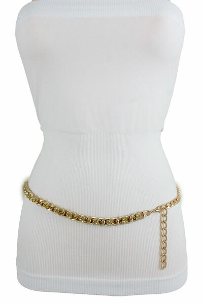 Women Gold Metal Chain Mesh Bling Strand Belt Hip High Waist Size M L XL