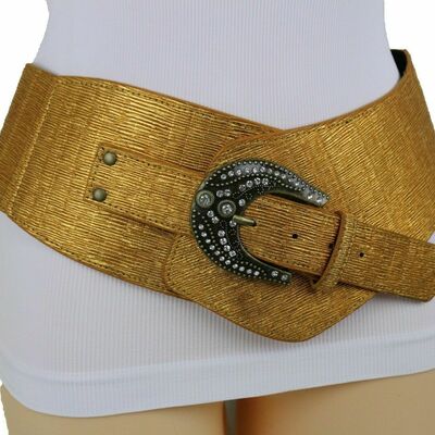 Dressy rodeo women waist hip gold wide western corset belt hip waist size s m