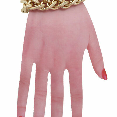 Women bracelet gold textured chain links double strands day night collection