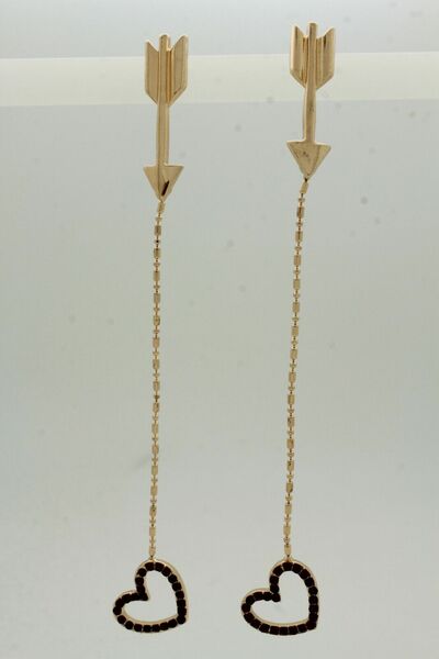 Women Long Metal Fashion Jewelry Earrings Red Love Bling Heart Big Arrow