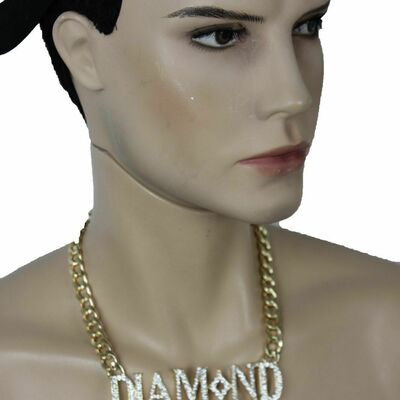 Hot men gold metal chain necklace diamond pendant gangster fashion hood street