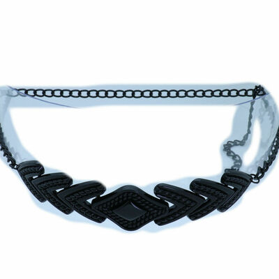 Women barrow waistband fancy belt black metal chain link arrowhead charm xs s m