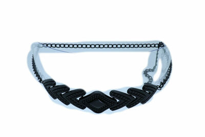 Women Barrow Waistband Fancy Belt Black Metal Chain Link Arrowhead Charm XS S M