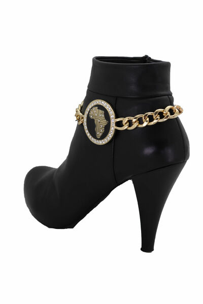 Women Gold Metal Chain Boot Bracelet Shoe Africa Continent Charm African Map