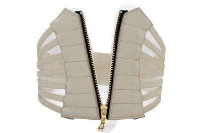 Women High Waist Wide Metallic Light Gold Champagne Elastic Corset Belt L XL