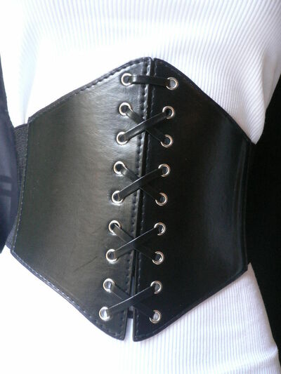 Women Belt Fashion Wide High Waist Elastic Faux Leather Corset Slim Cut L XL