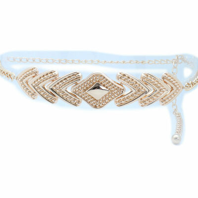 Women belt hip high waist gold metal chain long arrowhead charm buckle m l xl