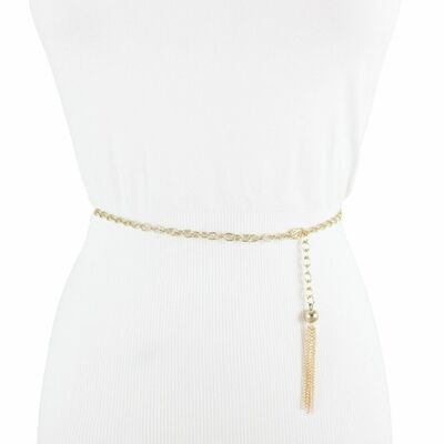 Women belt hip high waist ultra skinny fashion gold metal chain tassel xs s m 