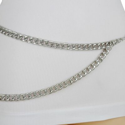 Women belt silver gold metal chain link hip high waist size xs s m l xl xxl