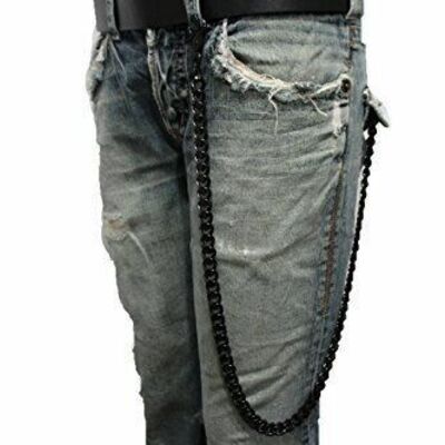 Men biker style black metal wallet chain jeans punk keychain rider trucker