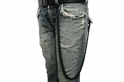 Men Biker Style Black Metal Wallet Chain Jeans Punk Keychain Rider Trucker