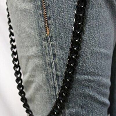 Men black metal wallet chain jeans punk rocker long keychain heavy duty