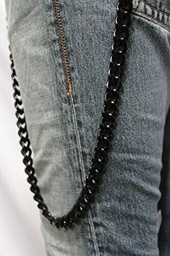 Men Black Metal Wallet Chain Jeans Punk Rocker Long Keychain Heavy Duty