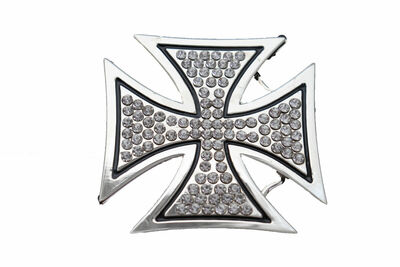 Men Fashion Belt Buckle Silver Metal Western Cross Religious Sign Biker Trucker 