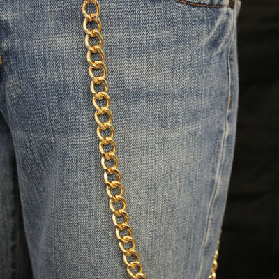 Men long basic gold metal classy wallet chain simple keychain biker jean trucker