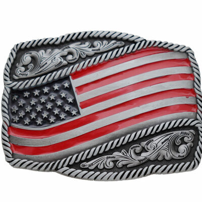 Men silver metal buckle western fashion usa flag united states america