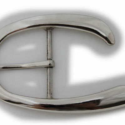 Men women basic western belt buckle classic silver metal oval shape no belt