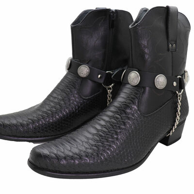 Men boot chain pair black fabric straps bracelet american eagle charms