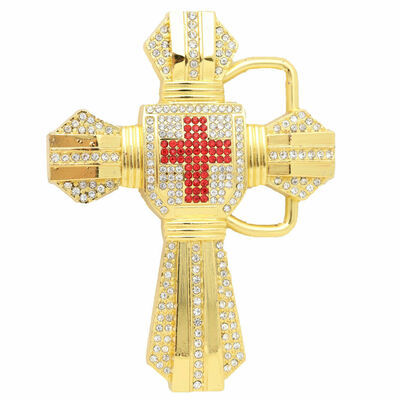 Men women fashion belt buckle gold metal western cross biker motorcycle trucker
