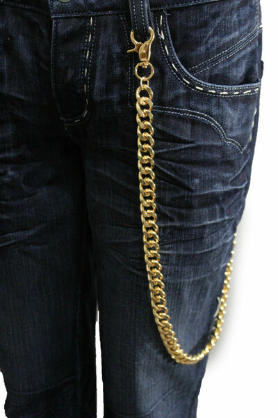 Men Women Gold Chunky Metal Long Thick Links Wallet Chains KeyChain Biker Style