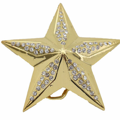 Men women gold metal fashion belt buckle western texas lone star shiny