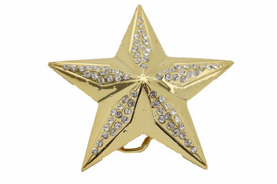 Men Women Gold Metal Fashion Belt Buckle Western Texas Lone Star Shiny