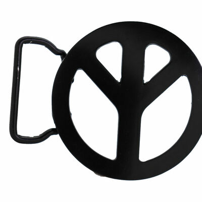 Men women round belt buckle black color metal peace sign freedom unisex rocker