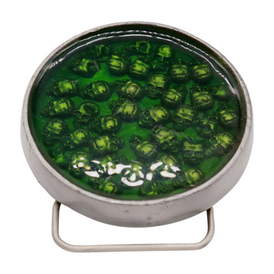 Men women silver metal belt buckle skulls biker western fashion green color