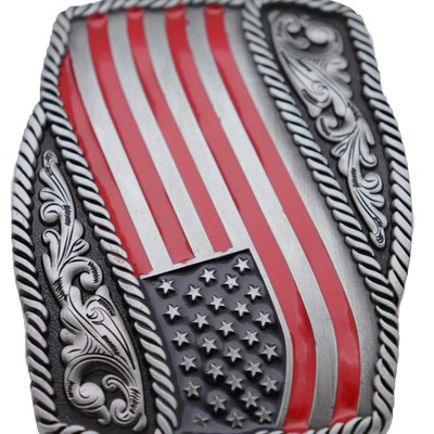 Men women silver metal buckle western usa flag united states of america filigree