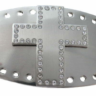 Men women silver metal cowboy fashion buckle cross bling religious jesus christ
