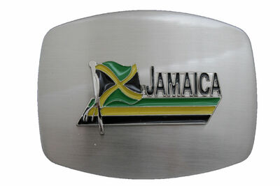 Men Women Silver Metal Fashion Belt Buckle Big Jamaica Flag Country Green Yellow