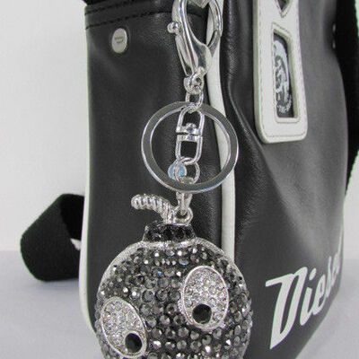 New big silver bird metal key chain wallet charm big angry boom rhinestones hot 