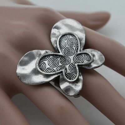 Retro women silver metal fashion butterfly ring elastic band insect animal cool