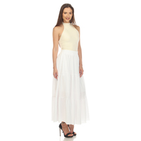 White Mark Women's Pleated Tiered Maxi Skirt - Thumbnail 2