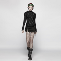WOMENS & MENS DOUBLE LAYERS IRREGULAR DARK GOTHIC SHIRT WITH BLACK HOLE HOODED - Thumbnail 4