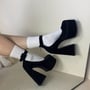Black Platform Mary Jane Pumps Heels-4
