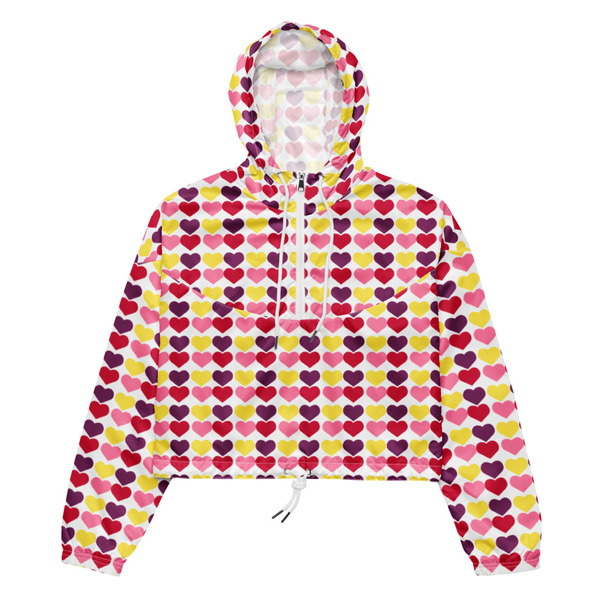 Mutli-color Hearts Womens cropped windbreaker